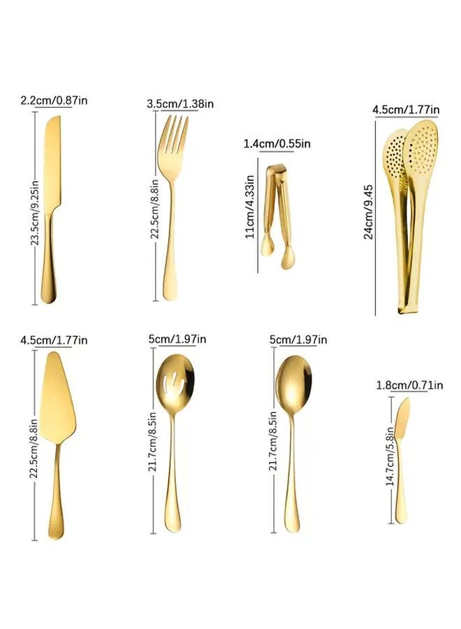 8 Piece Stainless Steel Cutlery Set In Gold For Buffets Parties And Restaurants - Image 3